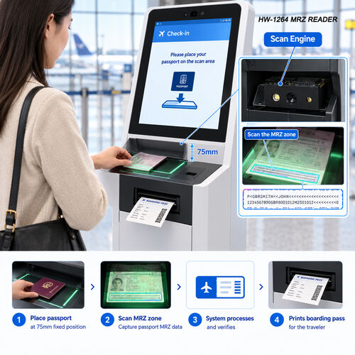 OCR MRZ QR Scanner Module HW-1264 Allows for Easy Recognition of MRZ Codes and Barcodes