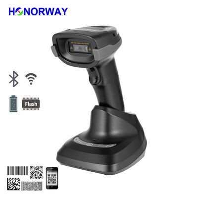 Buon prezzo 1D 2D QR wireless Bluetooth batch upload fast charging handheld barcode scanner con culla e gestione della batteria per inventario in linea