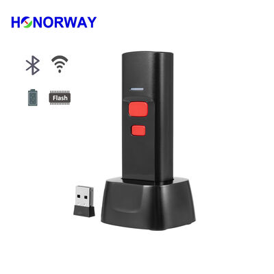 kwaliteit HW-6320 Nieuwe Mini Bluetooth 2.4G Draadloze Draagbare Barcodescanner Met Houder Voor Inventaris En POS fabriek
