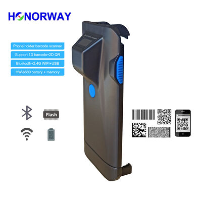 Buen precio 1D 2D Bluetooth Inalámbrico Portátil con Clip Trasero Escáner de Código de Barras con Escaneo Potenciado por Smartphone para Android Apple OS en línea